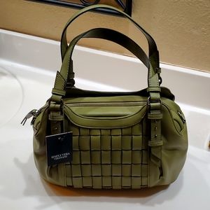 Vera Wang Simply Vera olive grn purse w/detachable shoulder strap